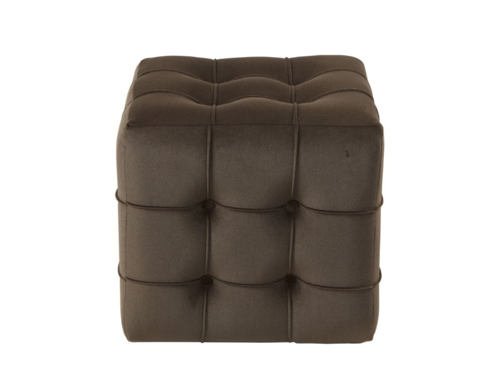 Lizbon" fluwelen poef - 42 x 42 x 42 cm - Bruin