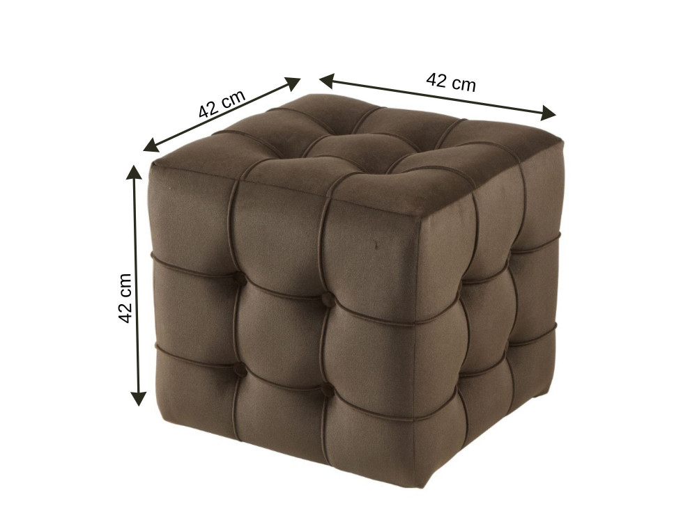 Lizbon" fluwelen poef - 42 x 42 x 42 cm - Bruin