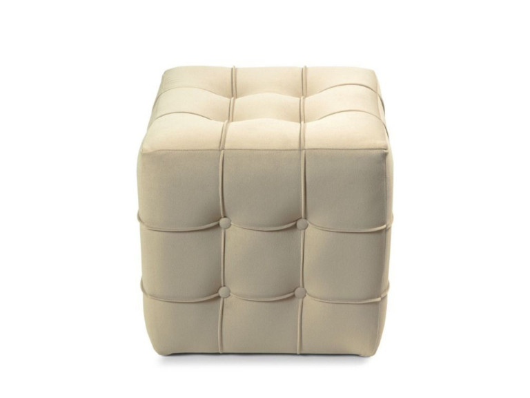 Lizbon" fluwelen poef - 42 x 42 x 42 cm - Crème
