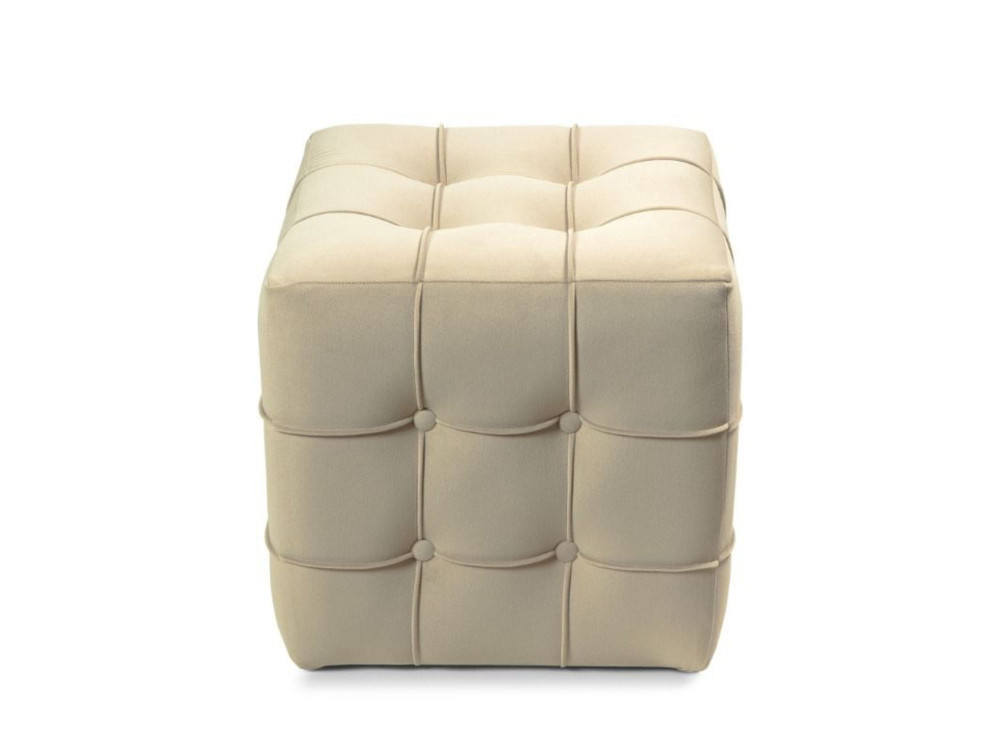 Lizbon" fluwelen poef - 42 x 42 x 42 cm - Crème