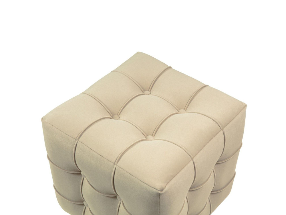 Lizbon" fluwelen poef - 42 x 42 x 42 cm - Crème