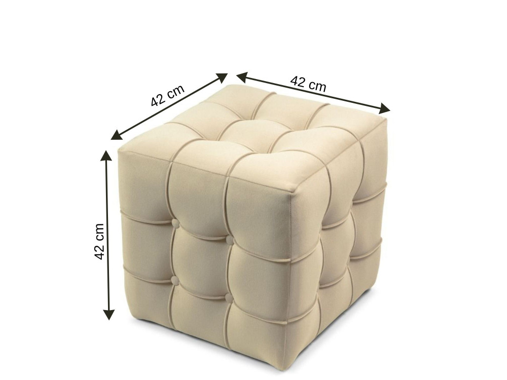 Lizbon" fluwelen poef - 42 x 42 x 42 cm - Crème