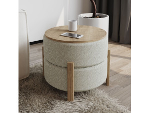 Houten poef "Clone" - 47 x 48 x 45 cm - Beige 2