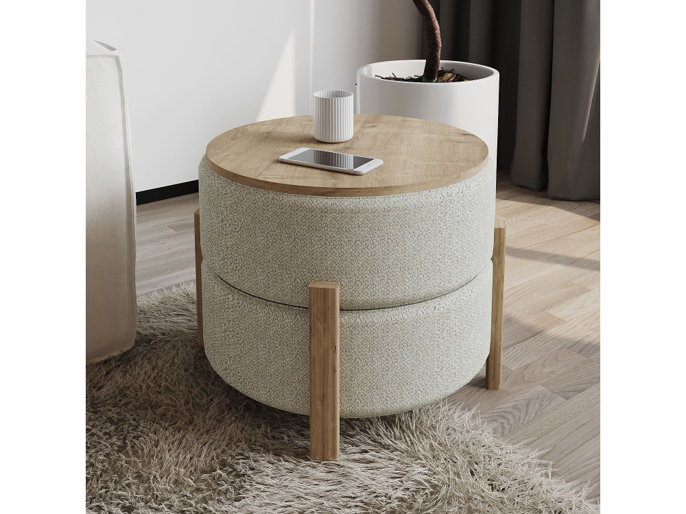 Houten poef "Clone" - 47 x 48 x 45 cm - Beige