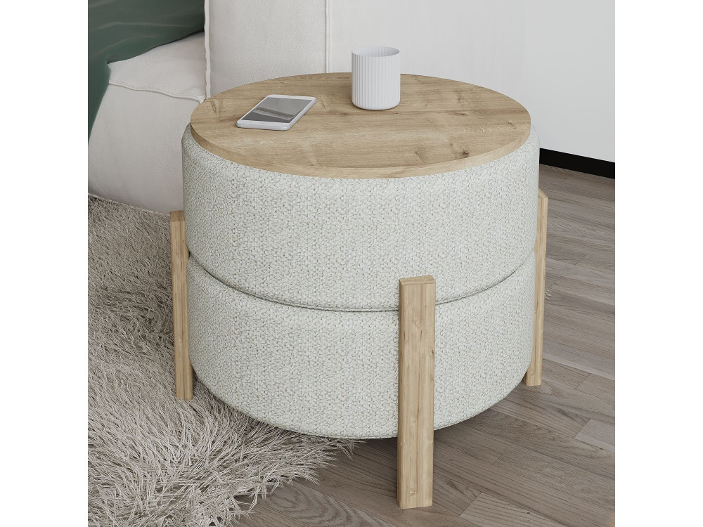 Houten poef "Clone" - 47 x 48 x 45 cm - Beige