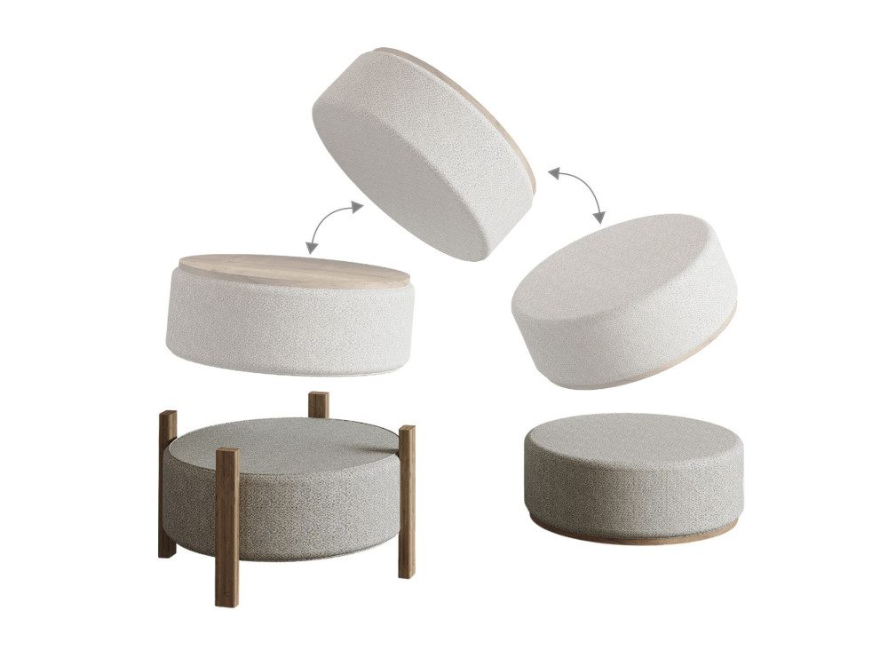 Houten poef "Clone" - 47 x 48 x 45 cm - Beige