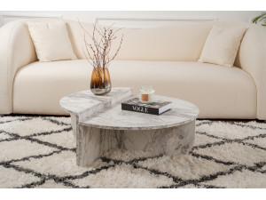 Houten salontafel "Orion" 90 x 60 x 30 cm - Freesia marmer 2