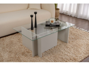 Vetrino" glazen salontafel 105 x 65 x 40 cm - Grijs 2