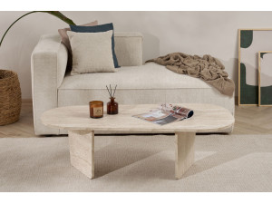 Houten salontafel "Ovalis" - 130 x 65 x 40 cm - Travertin 2