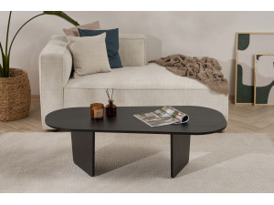 Houten salontafel "Ovalis" - 130 x 65 x 40 cm - Zwart hout 2