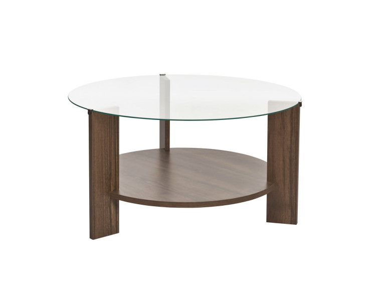 Houten salontafel "Clara" - 75 x 75 x 40 cm - NotenTransparant