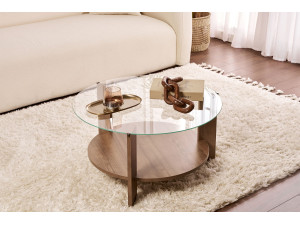 Houten salontafel "Clara" - 75 x 75 x 40 cm - NotenTransparant 2