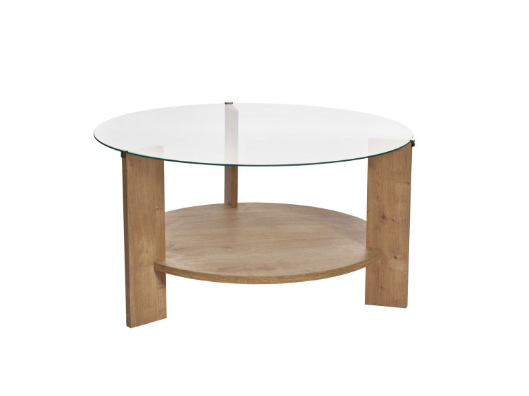 Houten salontafel "Clara" - 75 x 75 x 40 cm - SaphirTransparant Eik