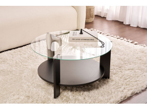 Houten salontafel "Clara" - 75 x 75 x 40 cm - Zwart HoutTransparant 2