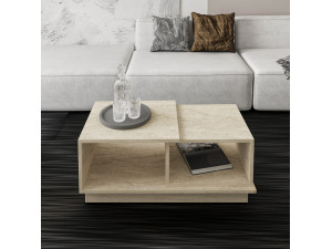 Houten salontafel "Consept" - 90 x 45 x 36 cm - Travertin 2