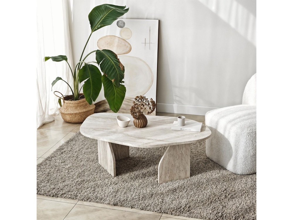 Houten salontafel "Rock" 100 x 60 x 35 cm - Travertin