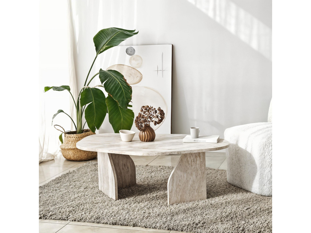 Houten salontafel "Rock" 100 x 60 x 35 cm - Travertin
