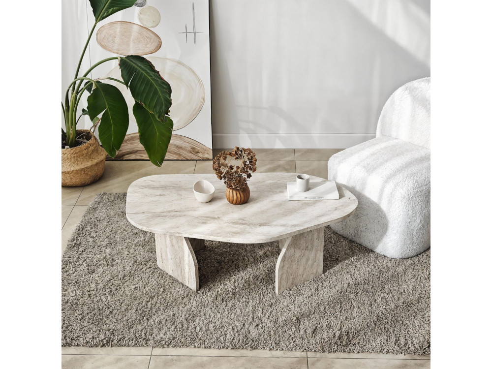 Houten salontafel "Rock" 100 x 60 x 35 cm - Travertin