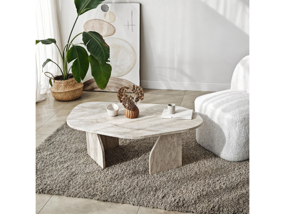 Houten salontafel "Rock" 100 x 60 x 35 cm - Travertin