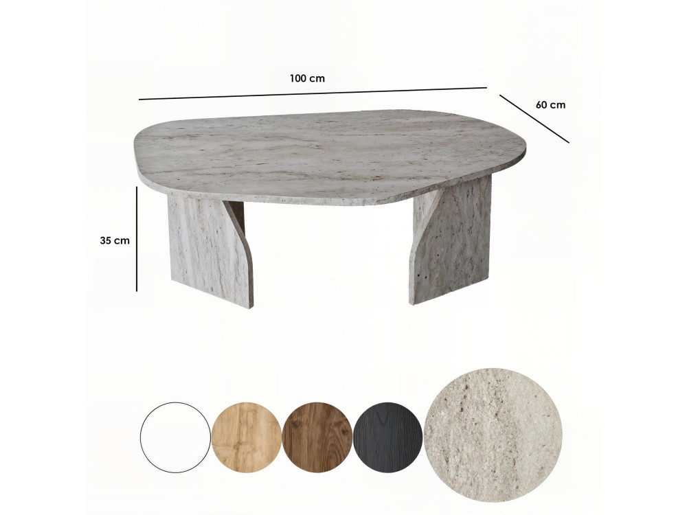 Houten salontafel "Rock" 100 x 60 x 35 cm - Travertin
