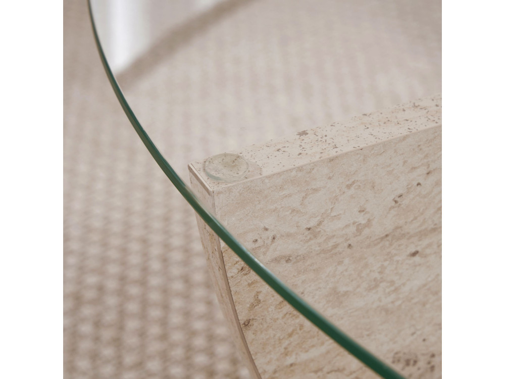 Salontafel Liya" glas 90 x 90 x 30 cm - Travertin