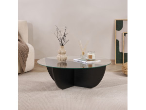 Salontafel Liya" glas 90 x 90 x 30 cm - Zwart hout 2