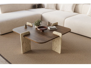 Houten salontafel "Poalla" - 90 x 90 x 35 cm - Bruin 2