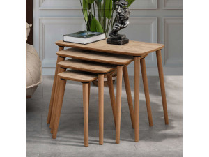 Luci" 4-delige houten nesttafel 70 x 40 x 55 cm - Eik 2