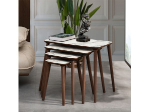 Luci" 4-delige houten nesttafel 70 x 40 x 55 cm - Wit 2