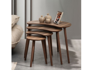 Moon" houten nesttafel (4 stuks) 40 x 75 x 55 cm - Notelaar 2