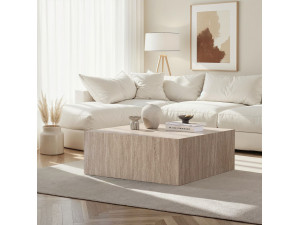 MDF salontafel "Prizma" - 90 x 90 x 35 cm - Travertin 2
