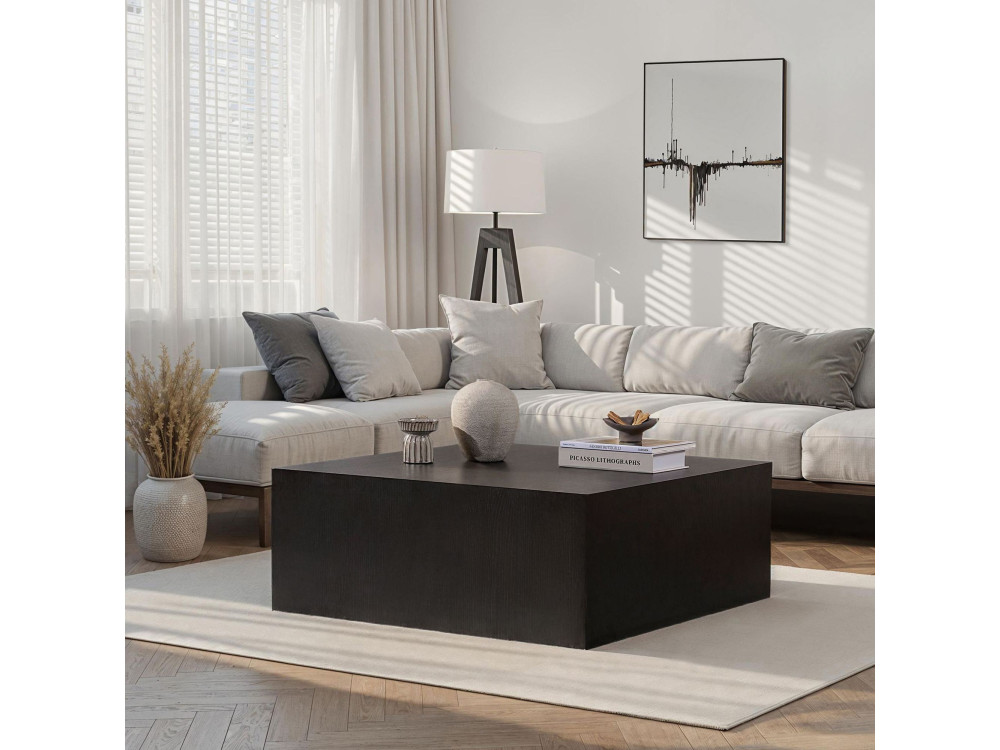 Prizma" MDF salontafel - 90 x 90 x 35 cm - Zwart hout