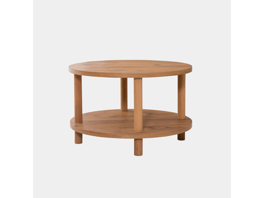 Roby" ronde houten salontafel - 70 x 70 x 43 cm - Bruin
