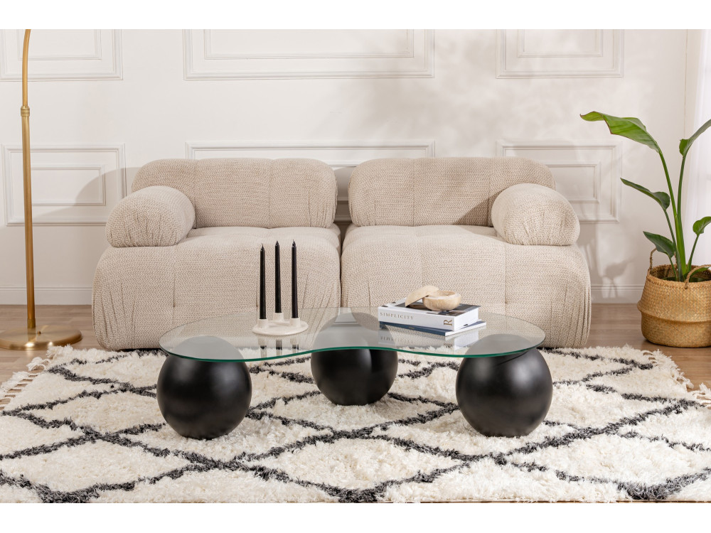 Sphere" glazen salontafel - 120 x 70 x 30 cm - Zwart