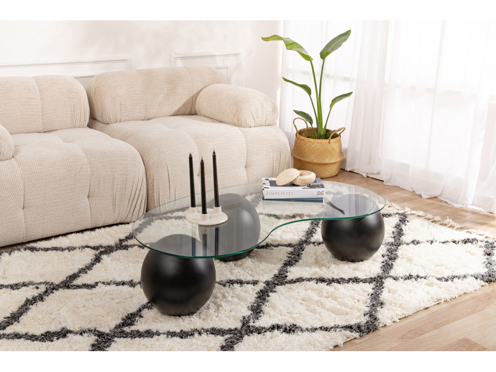 Sphere" glazen salontafel - 120 x 70 x 30 cm - Zwart