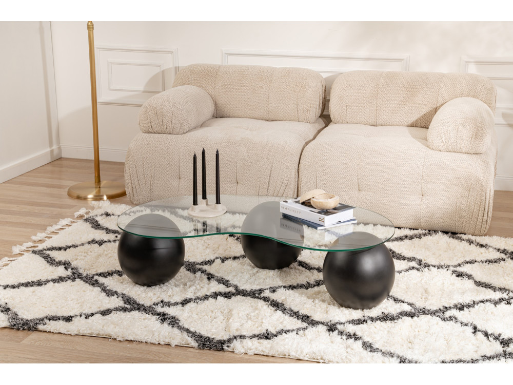 Sphere" glazen salontafel - 120 x 70 x 30 cm - Zwart
