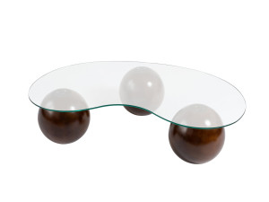 Sphere" glazen salontafel - 120 x 70 x 30 cm - Bruin