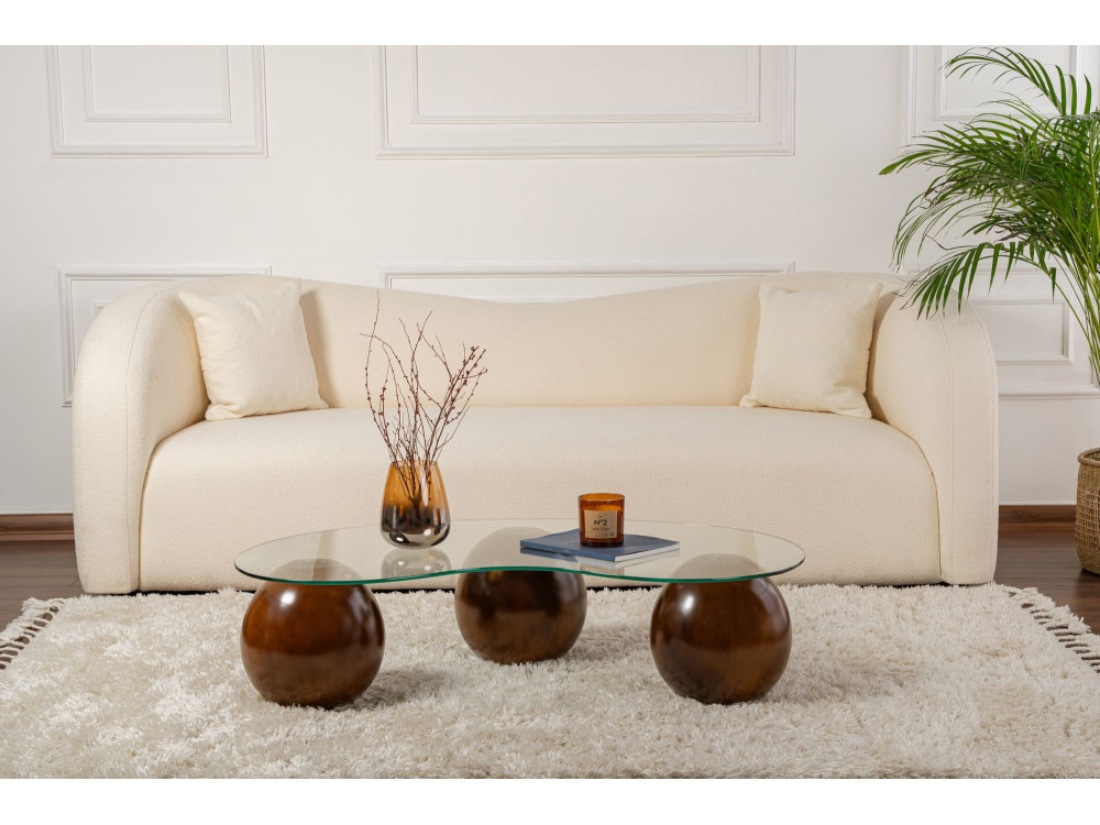 Sphere" glazen salontafel - 120 x 70 x 30 cm - Bruin