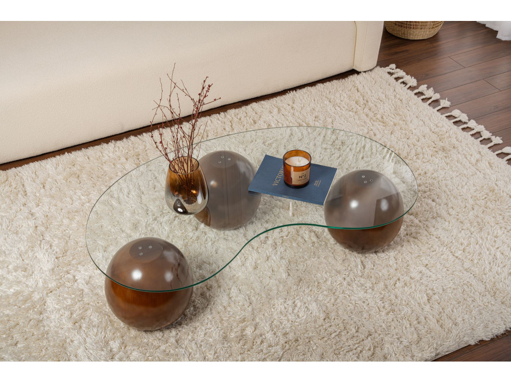 Sphere" glazen salontafel - 120 x 70 x 30 cm - Bruin