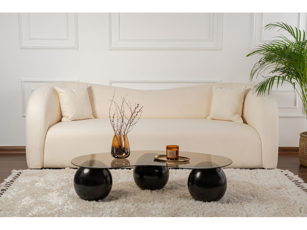 Sphere" glazen salontafel - 120 x 70 x 30 cm - Zwart