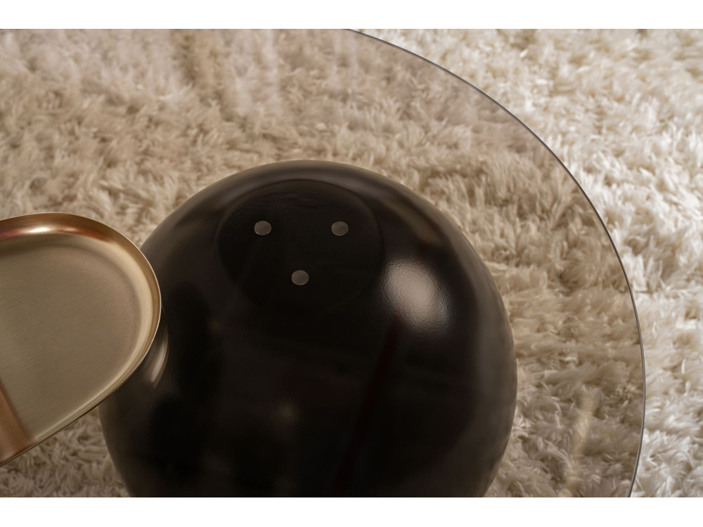 Sphere" glazen salontafel - 120 x 70 x 30 cm - Zwart