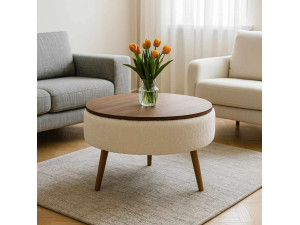 Noya Round" salontafel - 60 x 60 x 44 cm - Wit 2