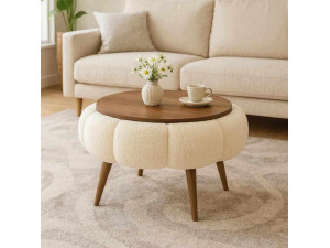 Papatya 60" houten salontafel - 60 x 60 x 44 cm - Crème 2