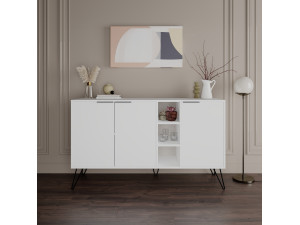 Houten dressoir "Clara" - 142 x 35 x 83 cm - Wit 2