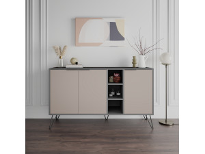 Houten dressoir "Clara" - 142 x 36 x 83 cm - Licht mokkabruin 2