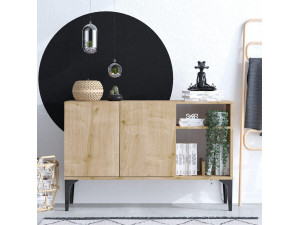 Houten buffetkast "Oscar" - 120 x 40 x 80 cm - Zwart Saffier Eik 2