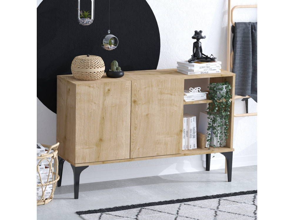 Houten buffetkast "Oscar" - 120 x 40 x 80 cm - Zwart Saffier Eik