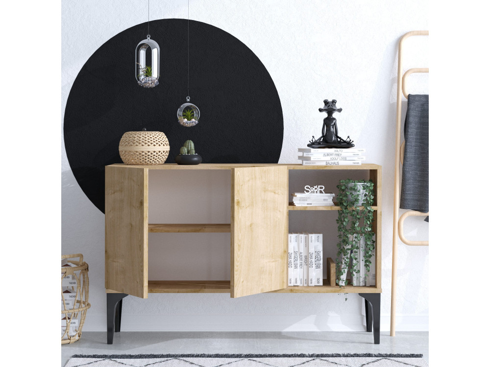 Houten buffetkast "Oscar" - 120 x 40 x 80 cm - Zwart Saffier Eik