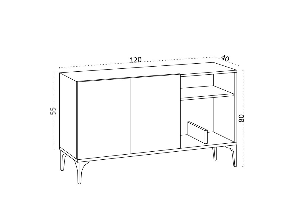 Houten buffetkast "Oscar" - 120 x 40 x 80 cm - Zwart Saffier Eik