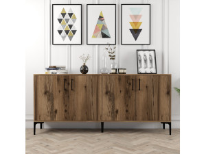 Houten dressoir "Kiev" - 180 x 35 x 78 cm - Notelaar 2